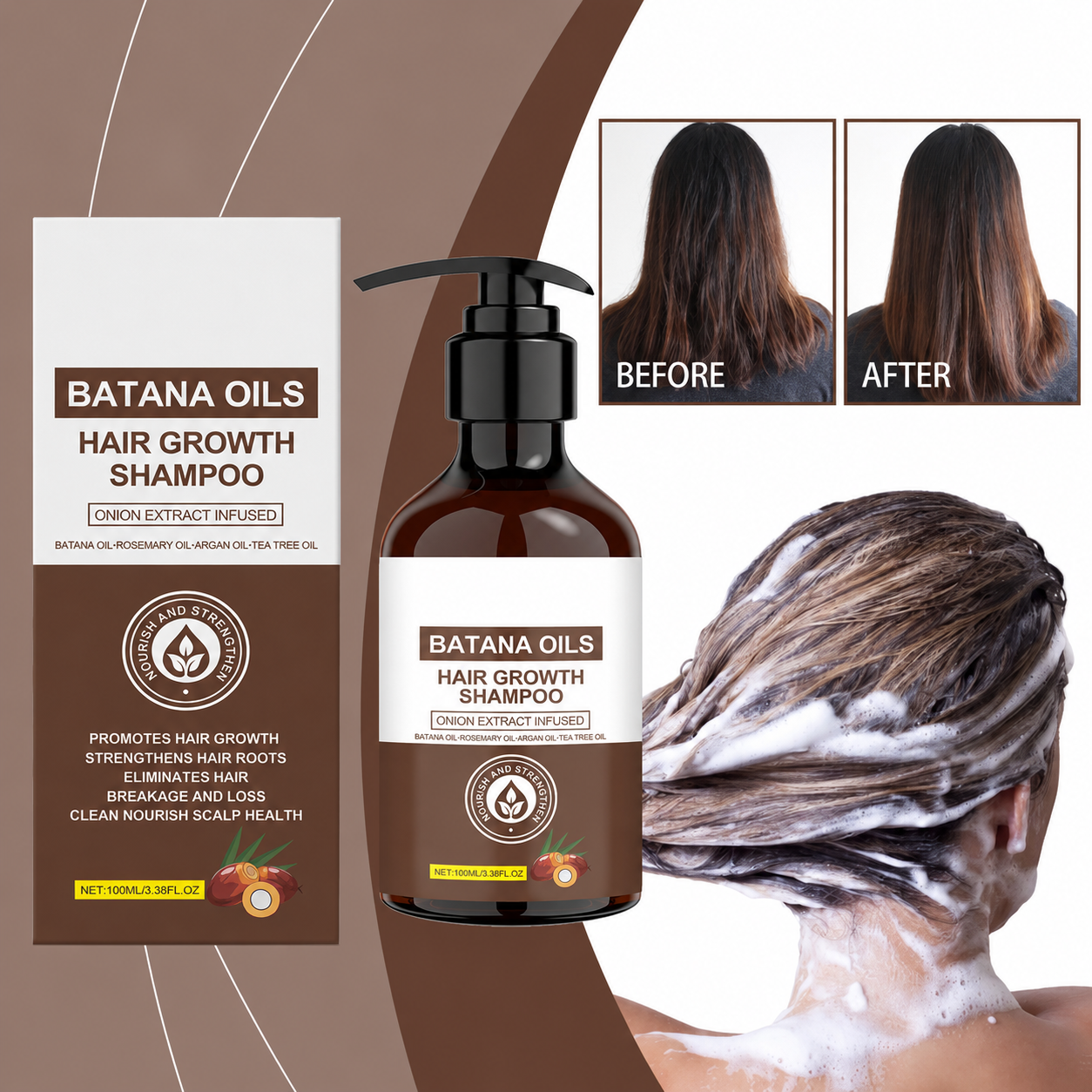 Batana Oil Hair Growth Shampoo – Moisturizing, Oil Control & Scalp Nourishing Shampoo (100ml)